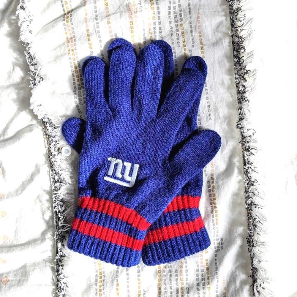NY Giants Football Knit Gloves